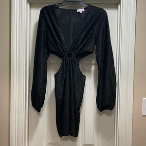 Pink Lily shimmer long sleeve lil black dress